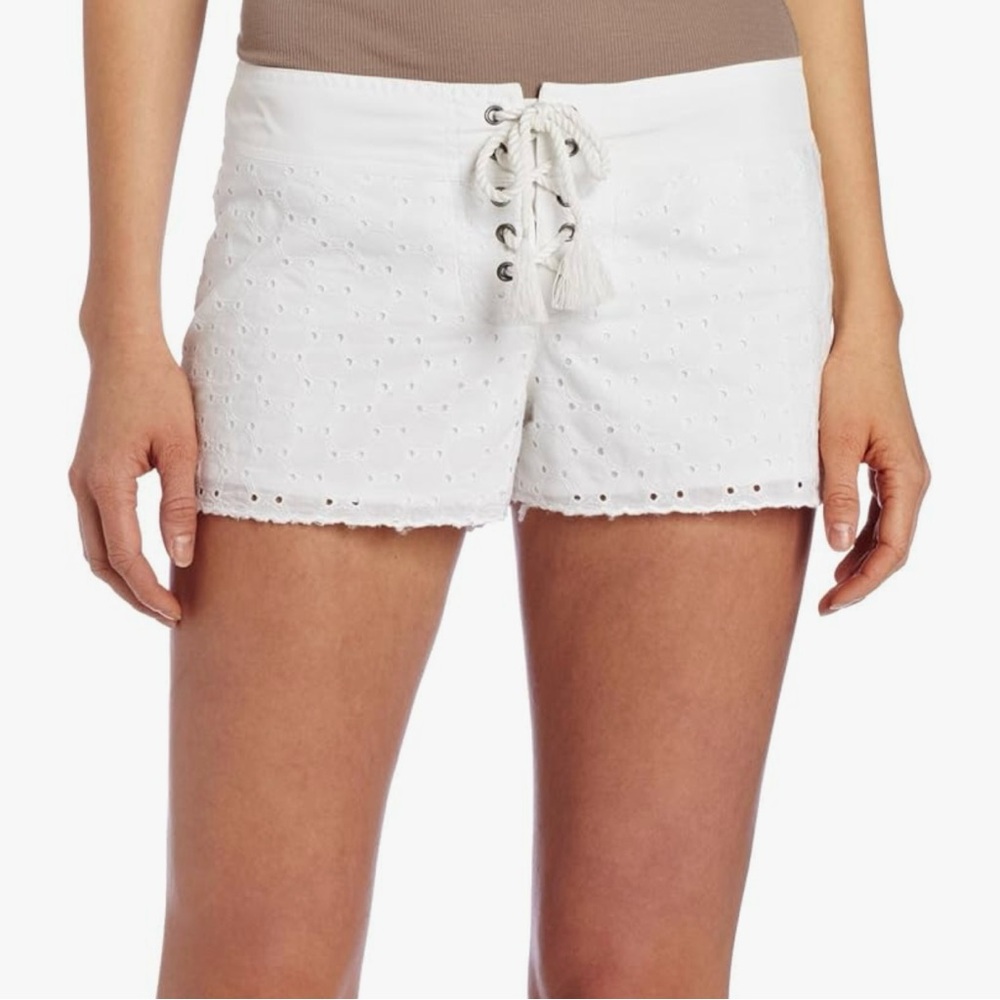 NWT! Roxy Eyelet Sweet Sun Lace Up Shorts White Size 9/M/8-10